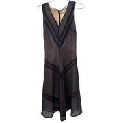Current Air Anthropologie Hearst Lace Patchwork V Neck Midi Dress Navy NEW