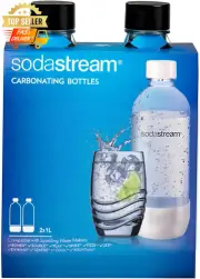 SodaStream 1100958011 1L Carbonating Bottles Black 2-Pack Sparkling Water Set