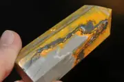 2.7"65Gms "Intricate/Vivid Hues"~Indonesia BUMBLE BEE JASPER Point Obelisk D1362