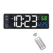 Plumeet Digital Wall Clock, 16’’ Large LED Wall Clock with Remote Control, Bi...
