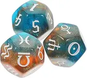 Toyvian 3pcs Sided Astrological Dice Creative Acrylic Divination Props for Tarot Party Games Multi Faceted Lettering Dices for Fun Entertainment for Beginners Enthusiasts