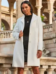 Sosandar White Borg Button Front Coat (Q49076) | $265