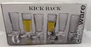 Circleware Kick Back Clear Shot Glass Cowboy Boots 1.5 Ounce Set of 6 In Box