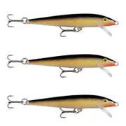 3x Rapala 13cm Original Floating Minnow Hard Body Fishing Lures - Gold
