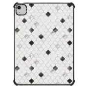 iPad Air (4th/5th gen) iPad Impact Case Chic black white silver quatrefoil geometric shape pattern