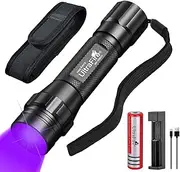 UltraFire WF-508UV UV Torch 395-405nm Black Light Zoomable Ultraviolet LED Torch with Holster, 3.7 V 2600 mAh Rechargeable Battery and Charger