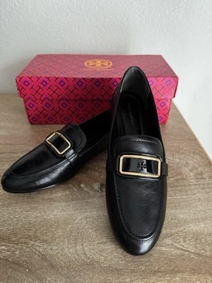 Tory Burch Georgia Loafer Leather Flat Shoe Perfect Black Size 6.5
