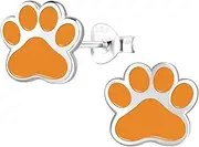 Solid 925 Sterling Silver Crystal/Enamel Paw Print Stud Earrings (Choose Your Color)