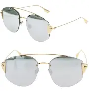 CHRISTIAN DIOR STRONGER Silver Mirror Gold Aviator Rimless Sunglass DIORSTRONGER