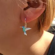 Two-tone Hummingbird Earrings Personalized Colored Cute Bird Earrings