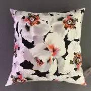 Tanya Taylor Throw Pillow 20x20 NEW Cushion Designer White Pink Black Floral