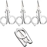 Shapenty Stainless Steel Folding Portable Travel Scissors Foldable Paper String Craft Shred Scissors, 4 Pack