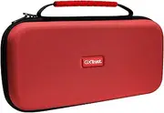 GXTrust 1251RB Case for Nintendo Switch 2, Anti-Scratch Switch Case with Shockproof Design, Carry Handle, Space for 4 Joy-Cons, Protective Hardcase with Pocket for Wrist Straps and 12 Games, Red/Blue