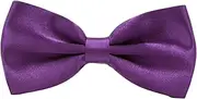 [JMCo] Men's Satin Bow Tie Solid Colour Pre Tied Bowtie Necktie Tuxedo for Wedding Party Gift Women (Purple)