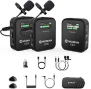 Wireless Lavalier Microphone C2X, 2.4G Dual Transmitter Lapel Mic 656FT 8H for O