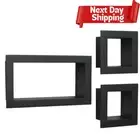 Set of 3 Cube Floating Wall Shelves, Decorative Shelf Kit, Wall Shelving Black