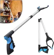 Long Handled Picker, 33" Foldable Rotating Grabber Reacher Gripper Tool, Fishing, Trash Picker, Elderly Disabled Handicap Arm Pick Up Assist Tool Extender Arm Heavy Duty Grip Handle (1)