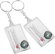 2pcs Compass Keychain Multi-use Compass Keychain Compass Survival Compass Camping Supply Compass with Outdoor Compass with Thermometer Compass Hiking Outdoor Accessory