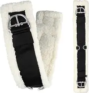 34 Inch Horse Girth, Saddle Strap with Stainless Steel Buckle, Soft Wool with Non-Slip Nylon Webbing, Designed for English Saddles, Easy to Install
