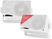 Pyle 3-Way Weatherproof Outdoor Speaker Set - 200W Pair of Mount Speakers