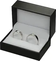 The Jewellery Pak Double Engagement Wedding Proposal Ring Box for Men for Women Luxury Rich Black Color Soft Touch PU Leather Material Size 2.95〞(W)*2〞(D)*1.57〞(H)