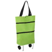 Folding Shopping Bag with Wheels 66lb Reusable Collapsible Grocery Cart Green