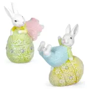 Colorful Egg Polyresin Bunny Easter Decor,Table Rabbit Easter Decorations,Spr...