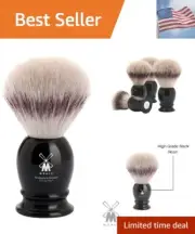 Classic Silvertip Badger Fiber Brush | High-Grade Black Resin Handle | Luxury...