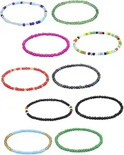 [SAFIGLE] Glass Bead Anklet Ankle Jewelry Gemstone Bracelets Ankle Bracelets Foot Chain Braided Beads Anklets Handmade Beaded Anklets Elastic Beaded Anklets Ankle Chain