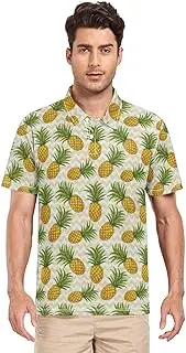 [ZZXXB] Pineapple Chevron Men's Polo Shirts Short Sleeve Quick Dry Athletic Outdoor Sports Golf Shirts S-XXL