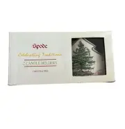 Spode Christmas Tree Pierced Tea Light Holder with Tea Lights 2 New Box Crazing