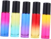 Healeved 10pcs Color Gradient Roll Bottles for Essential Oils Portable Subpackaging Containers with Black Lid Includes Rose Yellow Variations