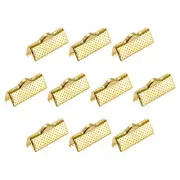 340Pcs Ribbon Crimp Clamp Ends 16mm Cord End Clasp for DIY Craft Gold Tone