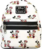 [Loungefly] Disney Mickey and Minnie Mouse AOP Womens Double Strap Shoulder Bag Purse, Multi, One Size, Fashion