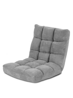 Costway Adjustable 14-Position Floor Chair Folding Lazy Gaming Sofa Chair Grey