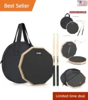 Premium Silent Drum Pad with Professional 5A Drum Sticks, Storage Bag