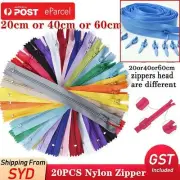 20PCS Nylon Zippers Sewing Tool Edge Puller Zip Tailor Zipper Mixed Color DIY A