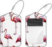 [CWAGFEQZ] 2-Pc Luggage Tags for Suitcases,Travel Tags for Luggage,Pink Cartoon Flamingos