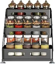 Kitchen Rack - Cabinet Condiment Rack, 3-Tier Rack Organizer | Kitchen Rack Height Adjustable Storage , Oil Sauce and Vinegar Condiment Storage Rack for Bottles