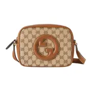 GUCCI Blondie Mini $2300 Beige And Dark Brown GG Canvas Shoulder Bag New