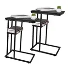 C Shaped End Table Set of Side Table Living Room, Couch Tables That 2 Black