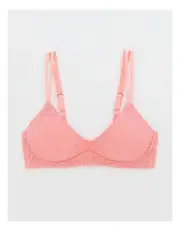 [Aerie] Sunnie Bloom Lace Wireless Push Up Bra in Strawberry Mist