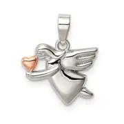 Sterling Silver Rose-Tone Polished Angel Pendant