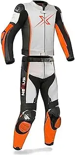 Motorcycle Leather Racing Suit, Full Body Protection Motorcycle Cow Hide Leather Two Pieces Biker Riding Suit For Professional Bikers