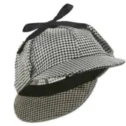 Sherlock Holmes Detective Hat Costume Accessory Deerstalker Tweed Check Ear Flap