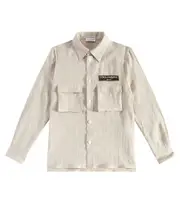 [Dolce & Gabbana Kids] Dolce & Gabbana Kids Logo linen shirt Y 14 beige