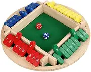 Generic Shut The Box Interactive Dices Game, Wooden Props for 4, Colorful dice
