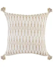 LR Home Jute Geometric Tasseled Throw Pillow