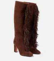 [Aquazzura] Aquazzura Gytane 85 fringed suede knee-high boots AU 8 brown