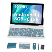 Android 14 Tablet, 10 Inch 8GB RAM+64GB ROM+1TB Expand, 2 in 1 Navyblue Set